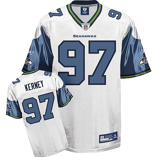 Men's Premier Patrick Kerney Reebok Jersey White Road - #97 Throwback NFL Seattle Seahawks